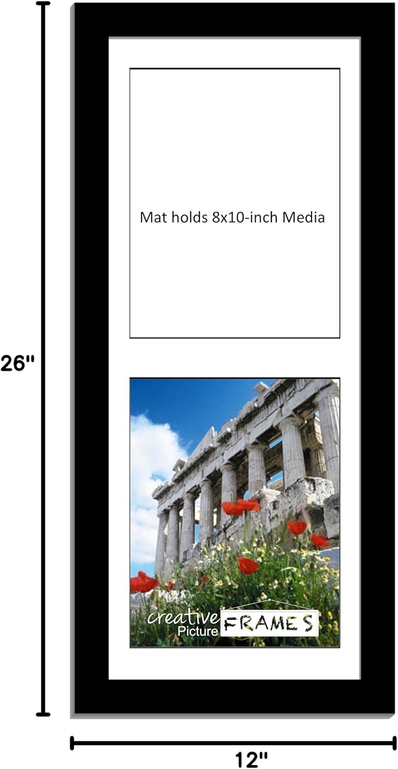 1024Bk Black Picture Frame With White Mat/Black Core To Hold 8X10-Inch Media, Includes Installed Sawtooth Hangers