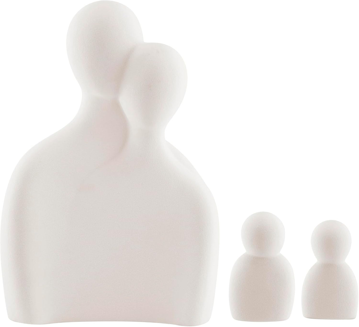 . Hans Abstract Nesting Three Piece Family of 4 Decorative Accent Matte Ceramic Sculpture / Cream