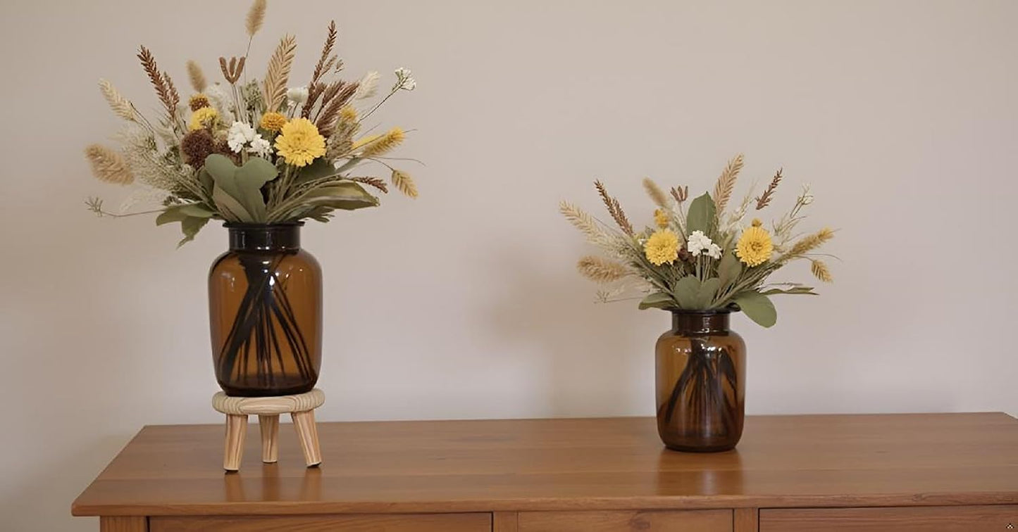 Wood Stool Plant Stand / Beige / Medium / 8 Inch / Set of 2