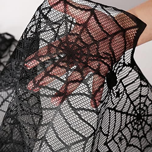 Halloween Table Runner 6 Pieces 18 x 72 Inch for Halloween Decor - Vivid Polyester Black Spider Web Lace Table Runner for Halloween Masquerade Party Dinner Table Decorations