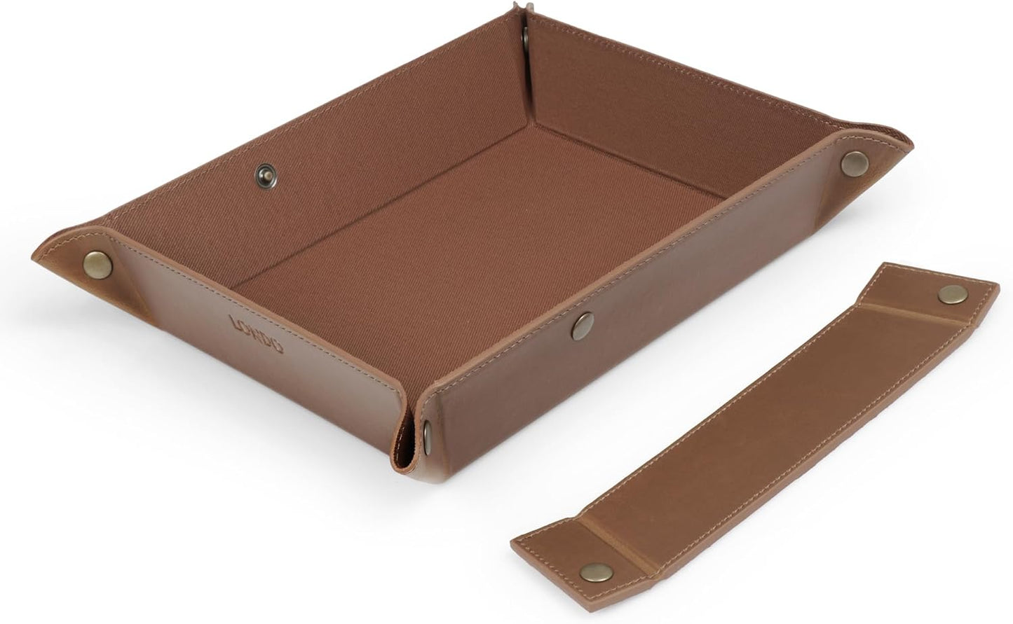 Londo PU Vegan Leather Valet Tray for Men — Catchall EDC for Keys, Wallet, Watch, AirPods — Nightstand & Entryway Tray