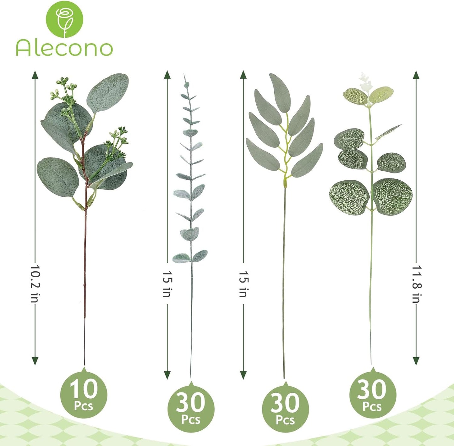 4 Kinds Artificial Stems Faux Sliver Dollar Fake / Greenery / Set of 100