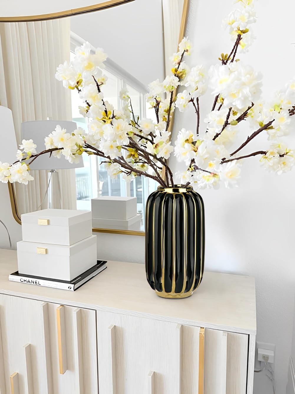 Plated Lantern Ceramic Vase Home Decor Creative Design Porcelain / 11.02'' Tallblack / Gold