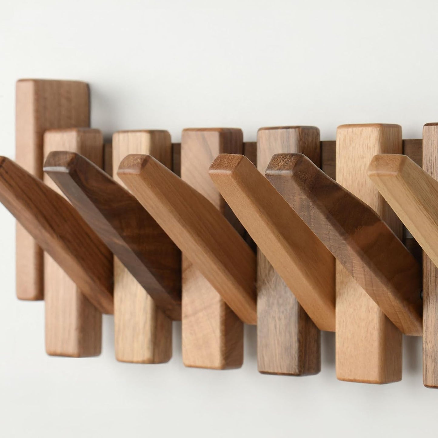Solid Walnut Piano Key Coat Rack / Walnut-regular-natural / 6 Hooks