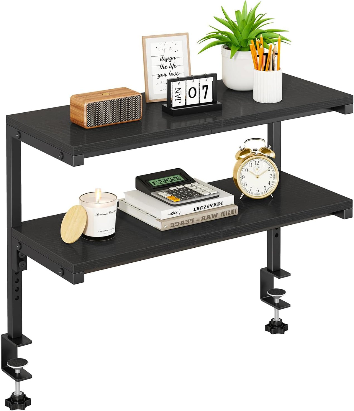IBUYKE Clamp on Desk Shelf, 22.8” Large Desk Extender Shelves UTMZ010B | Tool-Free, Flexible Repositioning,Adjustable