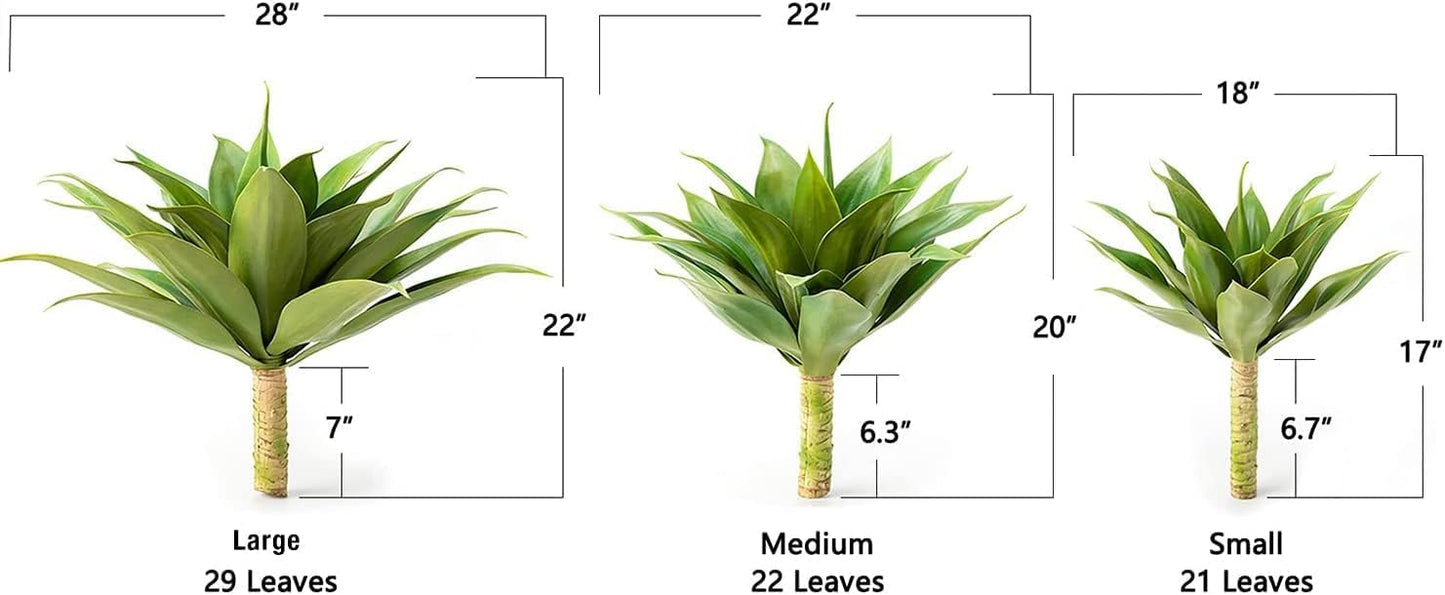 Artificial Agave Plants Outdoor Set / Green*2 / 28 Inches