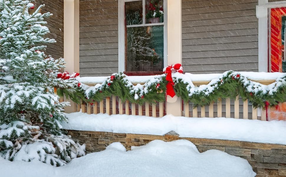 12FT(2 * 6FT) Christmas Norfolk Pine Garlands, Winter Decor Real Touch Pine Garland, Artificial Greenery Xmas Garland