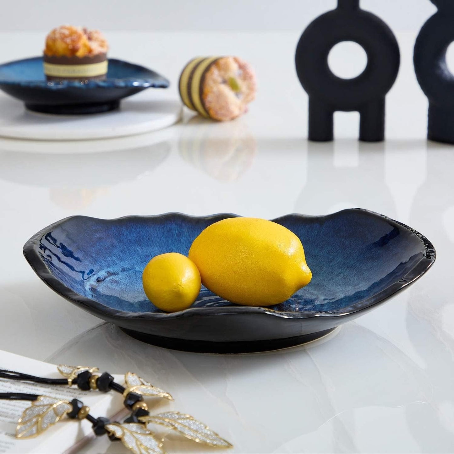 Large Ceramic Decorative Bowl / Blue