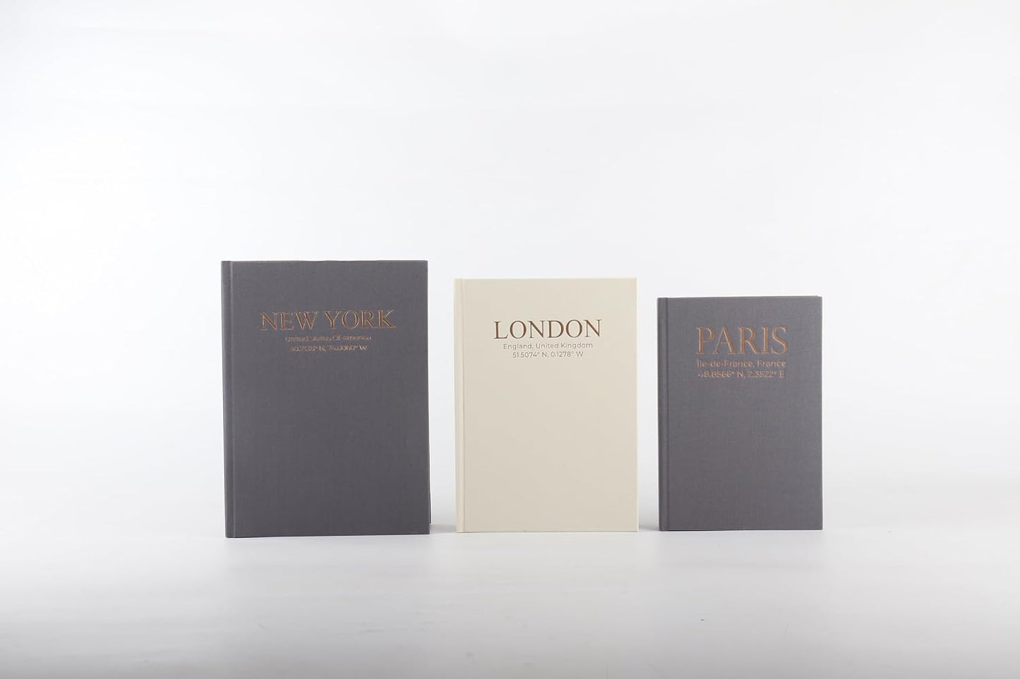 Faux Book Storage Box Set / Gray-cream-gray / Modern / Set of 3