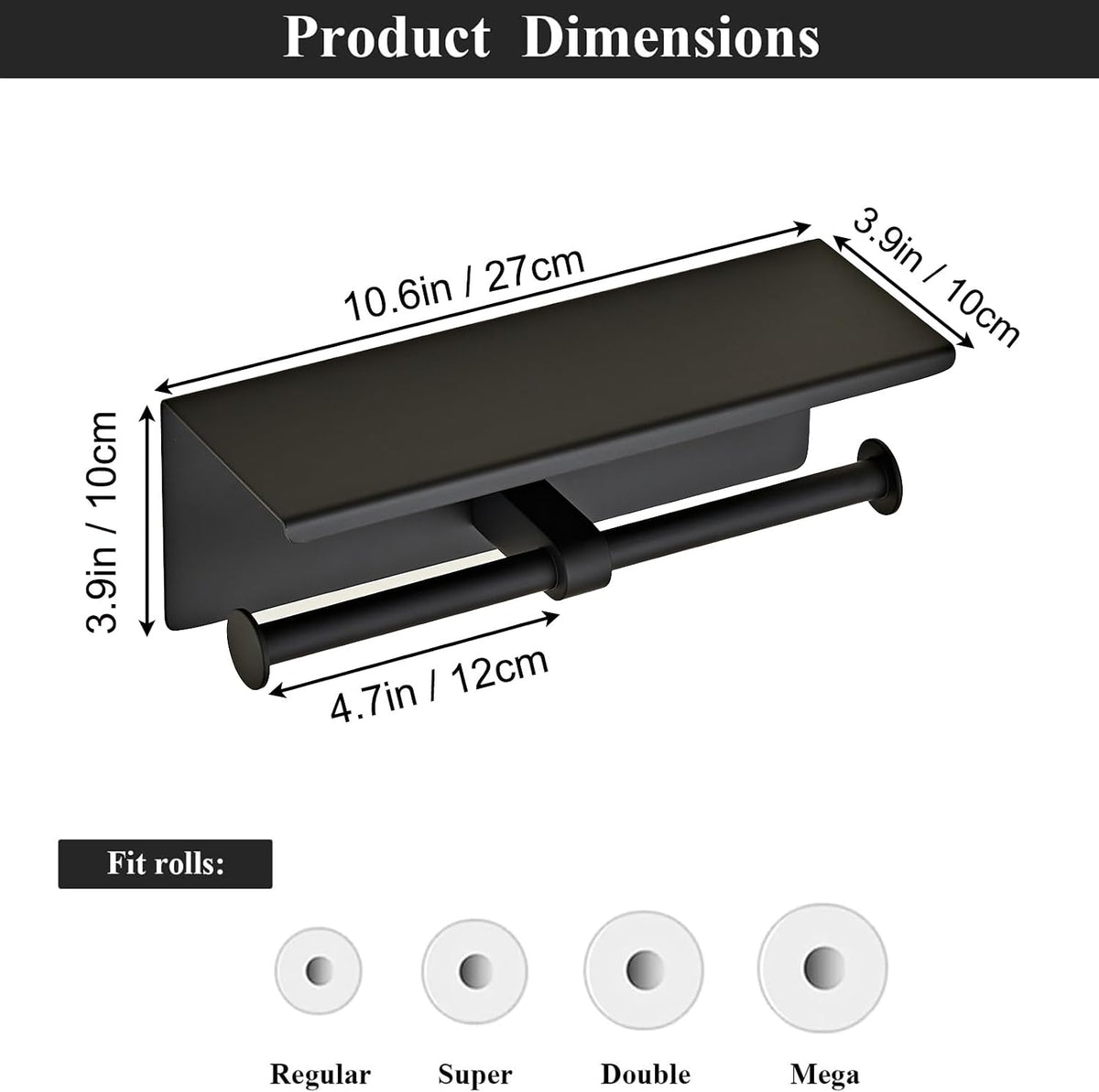 Toilet Paper Holder, NEWRAIN Double Bathroom Toilet Paper Roll Holder with Shelf, Stainless Steel Wall Mounted RV