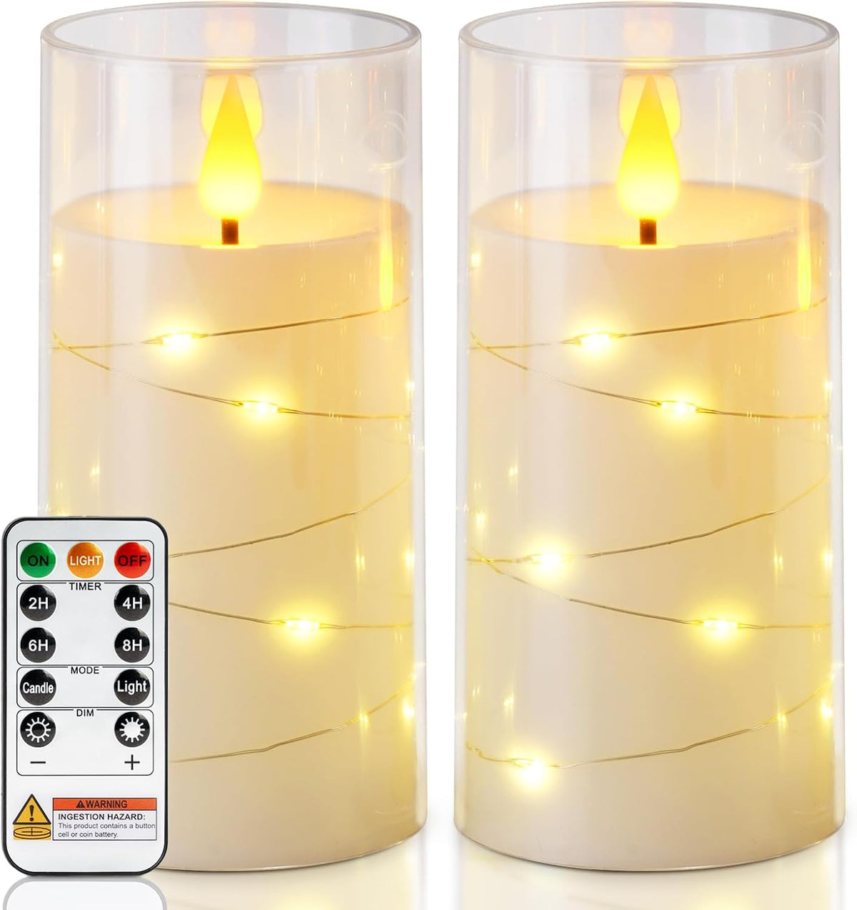 Homemory 3"x6" Flameless Candles, Flickering LED Pillar Candles with Remote