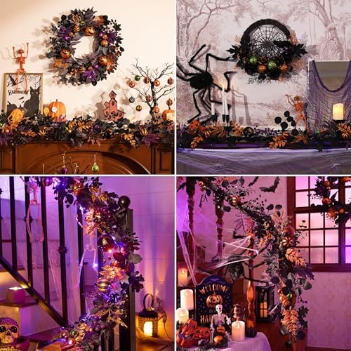 Valery Madelyn 6ft Halloween Garland for Mantel with Lights Party Decor