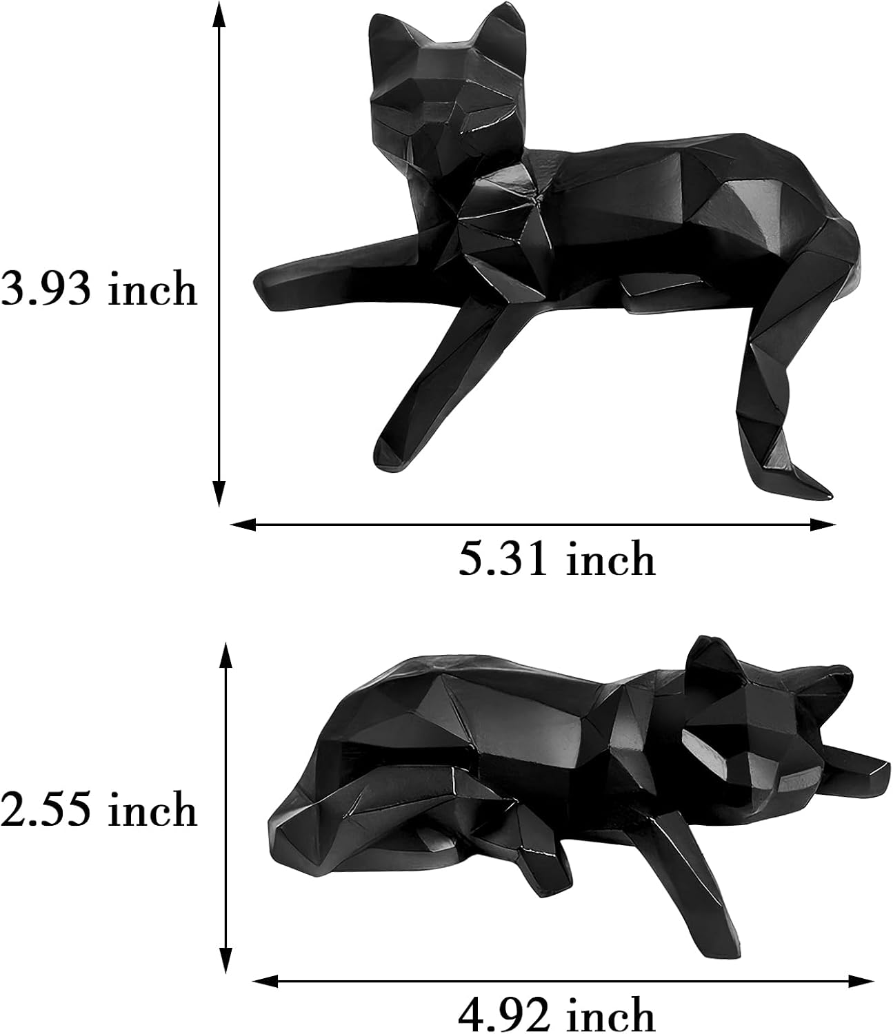 Modern Geometric Cat Figurines / Black