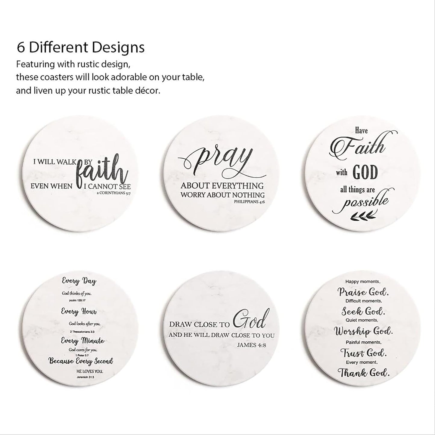 Holder Ceramic Drink Coaster / White / Set of 6