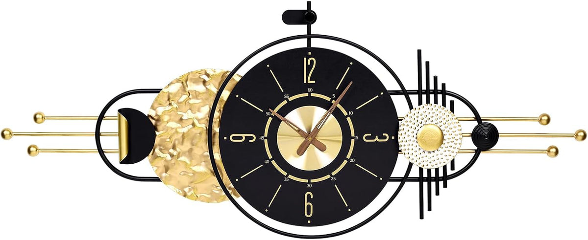 47x19 Inch Modern Large Wall Clock Battery Powered for Living Room | Quartz Movement, Easy-Read Analog Dial, Sleek