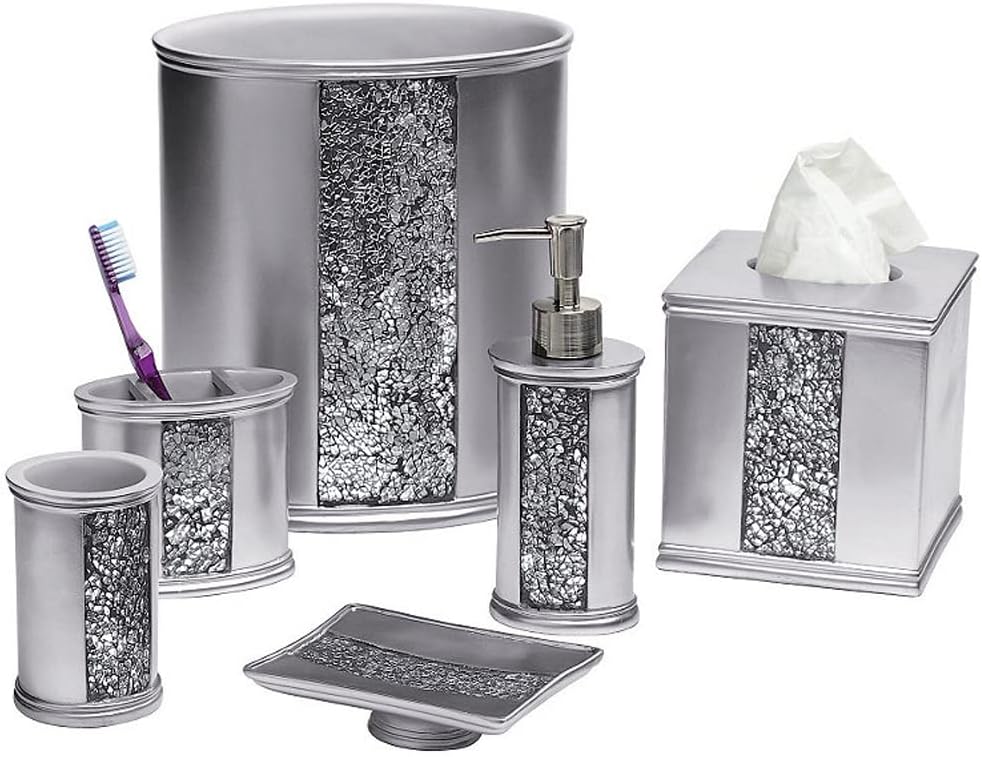 Zahari Home 4pc Sinatra Stylish Bathroom Accessories Set Liquid Soap Dispenser, Tumbler, Tooth Brush Holder and Soap
