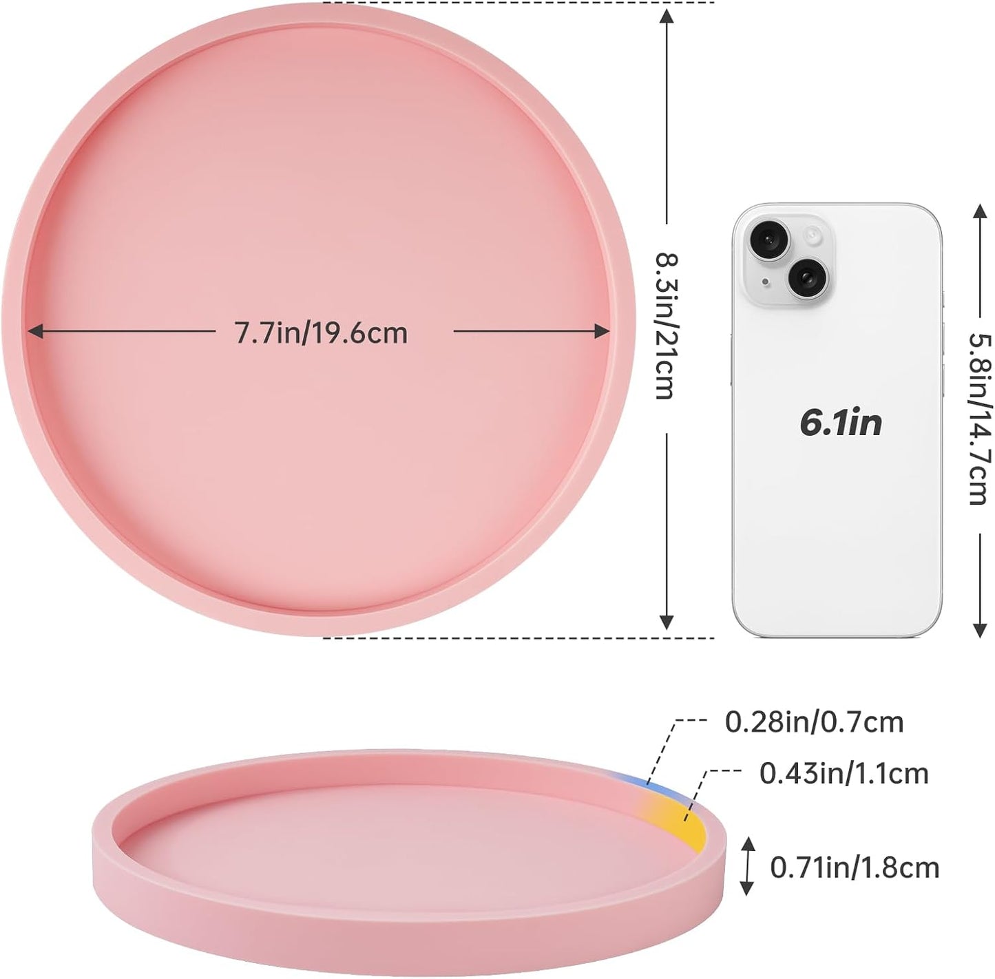 Thickened Silicone Vanity Organizer Tray / Pink