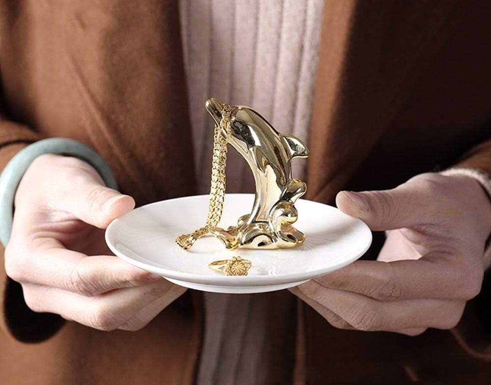 Ceramic Jewelry Dish Ring Holder Jewelry Tray Necklace Earrings Holder Display / Dolphin / Gold