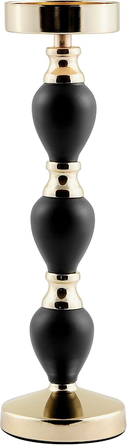 Danya B. Talia Black and Gold Candlestick Taper Candle Holders - Set of 3