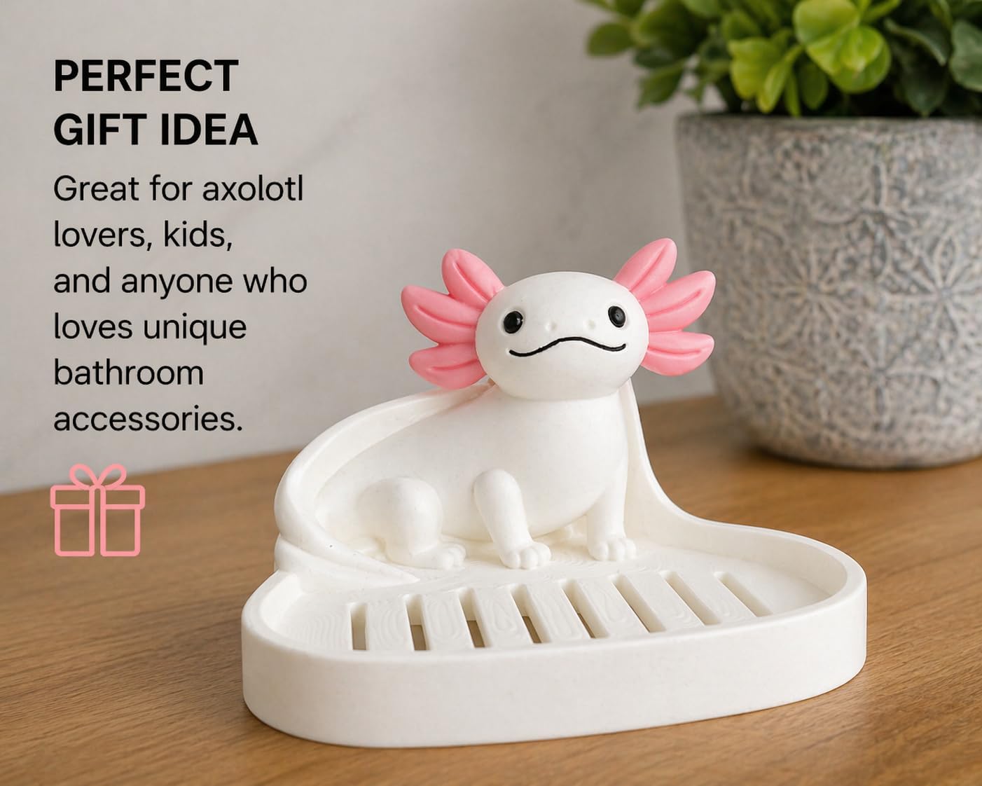 Self Draining Soap Dish Decorative Bathroom Soap Holder / Axolotl