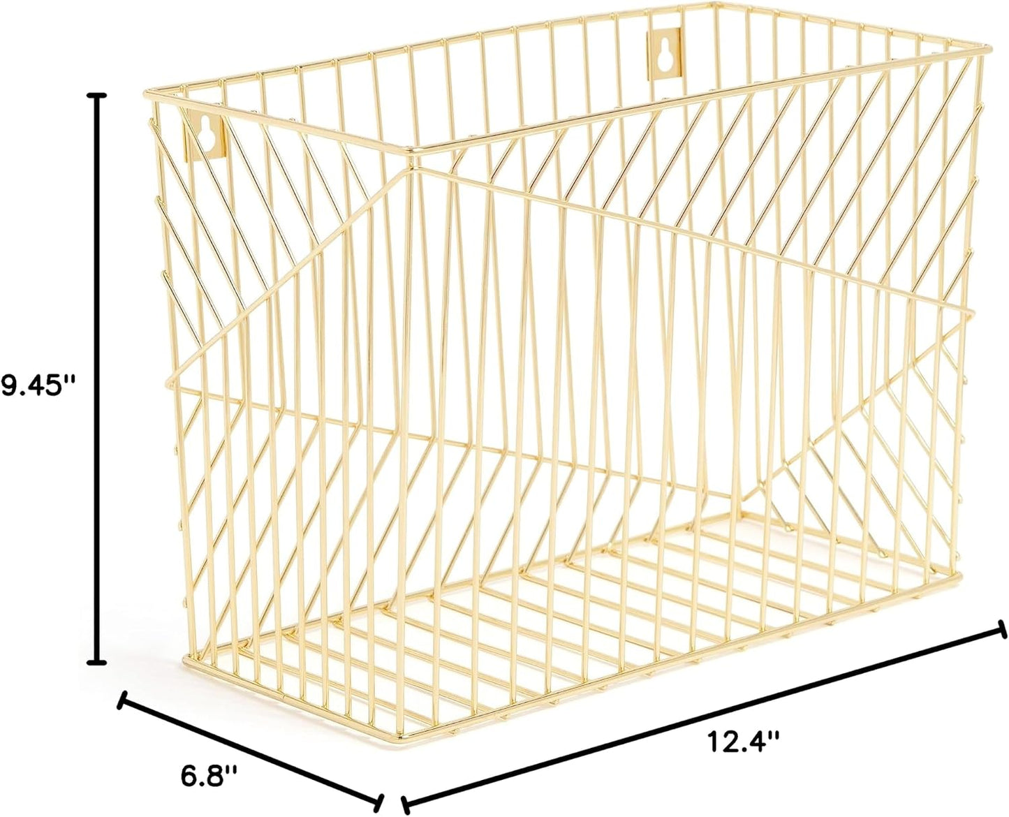 U Brands Wire Metal Hanging File Organizer, Letter Size, Gold Finish