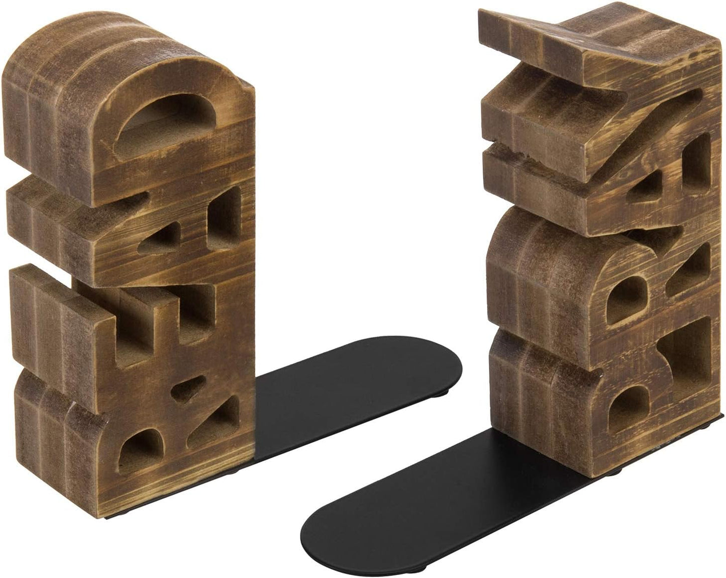 Wood Bookends Carved in Read and Pray Block Letters / Burnt Wood