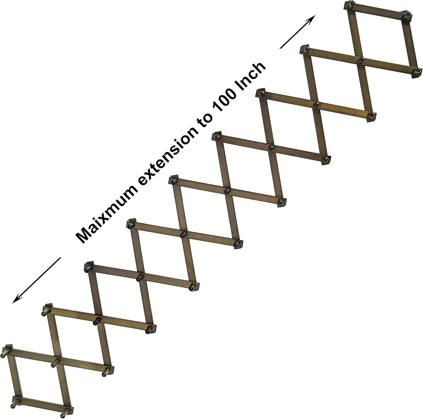 SKOLOO Accordion Wall Hanger with 28 Hooks, Modern Expandable Coat Rack Hat Rack for Wall, Solid Wooden, Dark Walnut