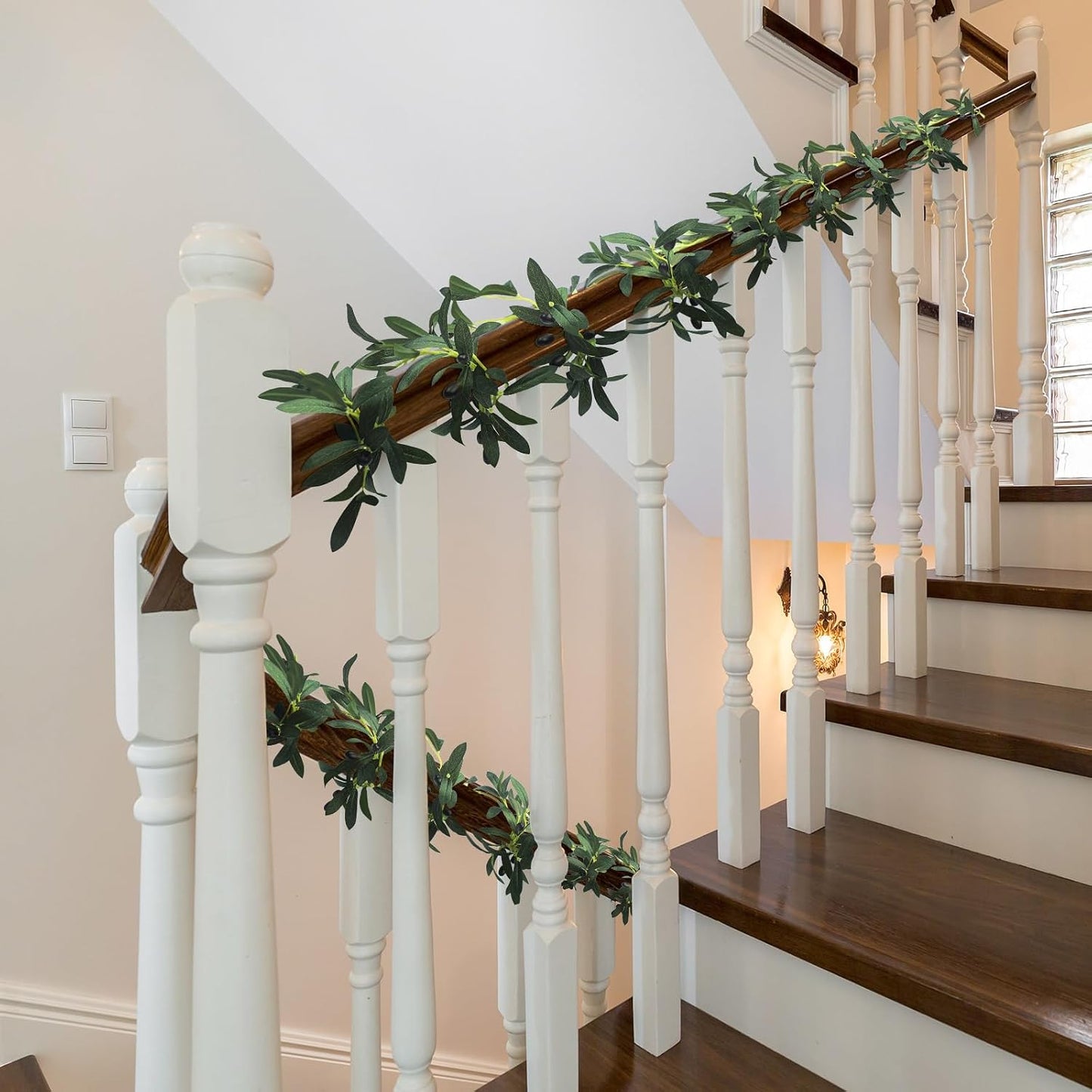 Total Artificial Olive Leaf Vine Artificial Garland Hanging Vine / 10 Ft / Green / Set of 2