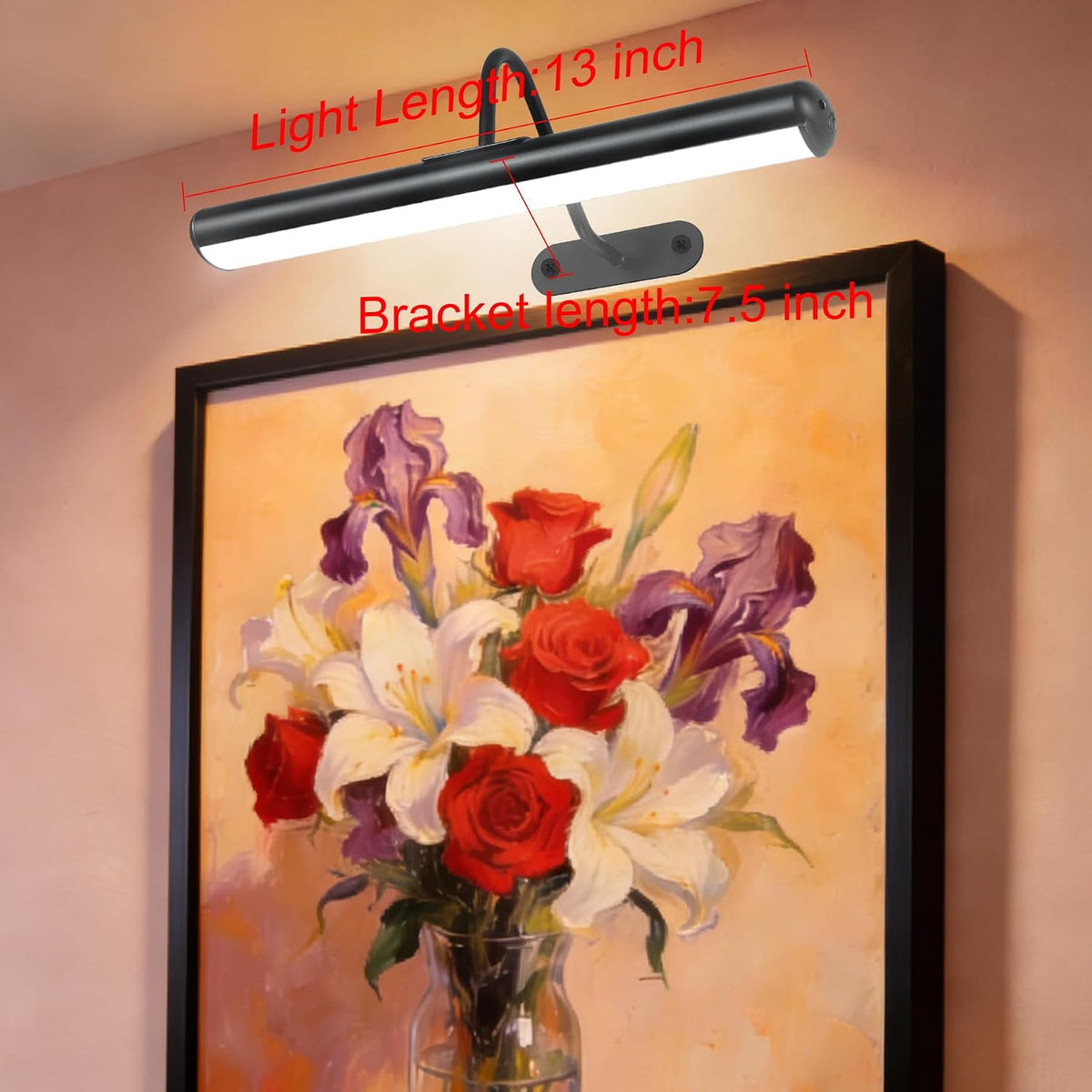 Wireless Picture Light for Wall, Battery Painting Lighting with Metal Material, Remote Control,3 Lighitng Colors,300LM