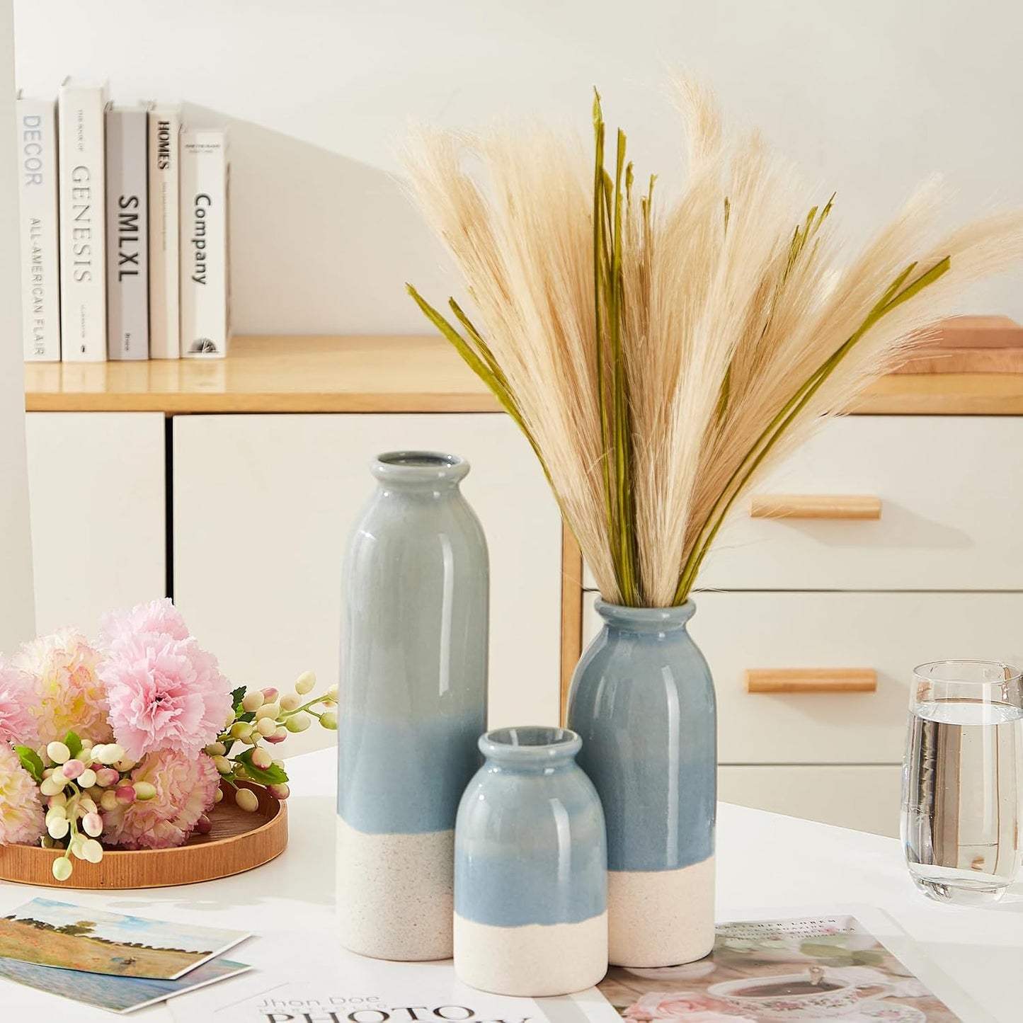 Blue Ceramic Vase / Blue-3 Sets / Set of 3