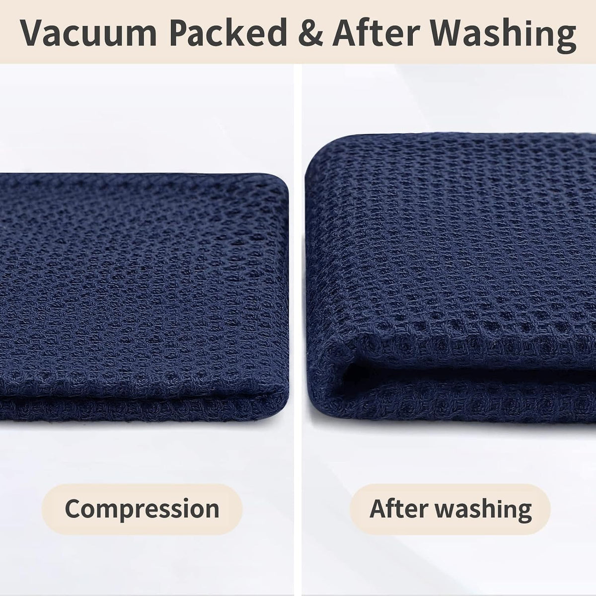 Homaxy 100% Cotton Waffle Weave Kitchen Dish Towels 6-Pack, Dark Navy | 13 x 28 Inches, Ultra Soft Absorbent Dish
