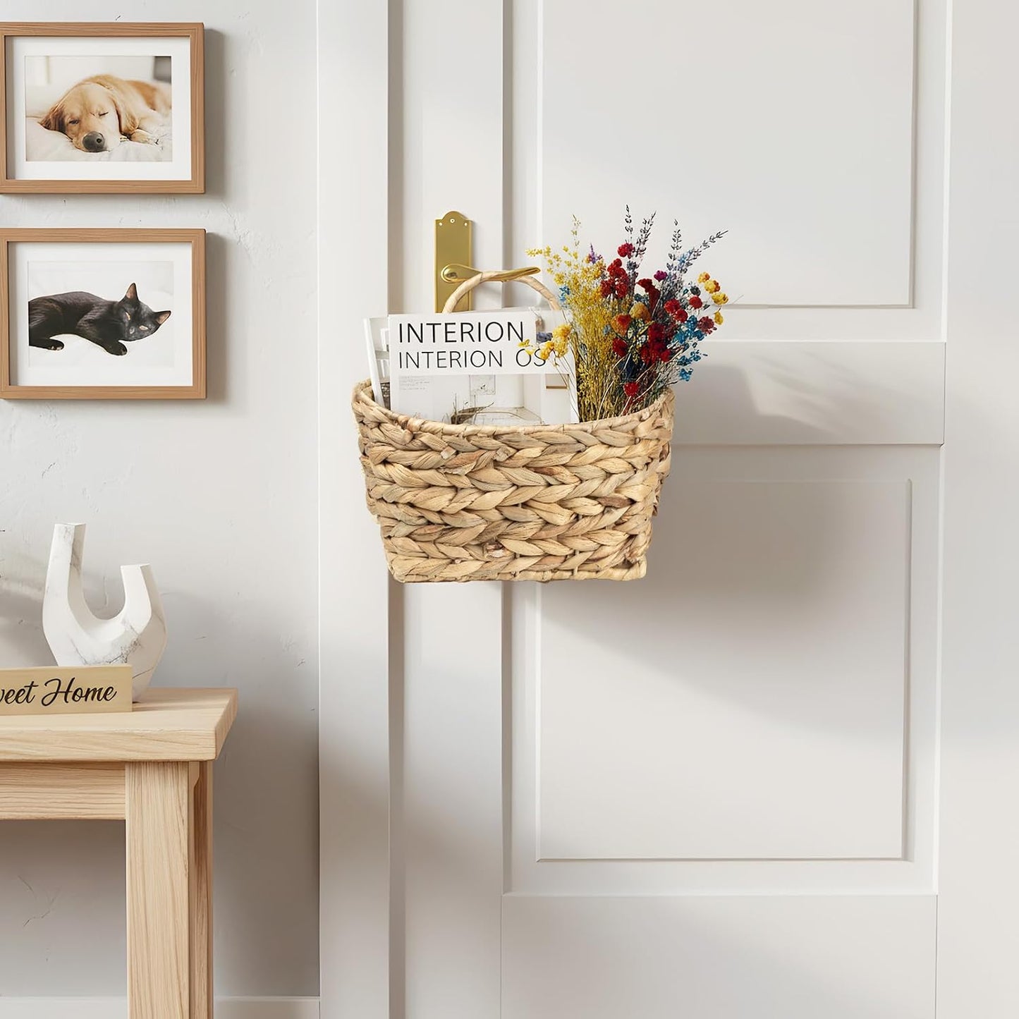 Rustic Farmhouse Wall Decor Organizer / Natural-water Hyacinth / Small