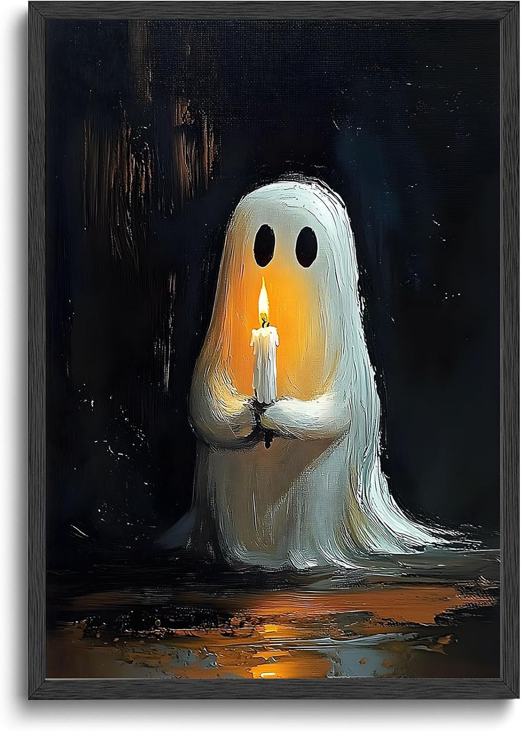ILLBDR Halloween Ghost Holding Candle Canvas Wall Art Poster 12x16 inch