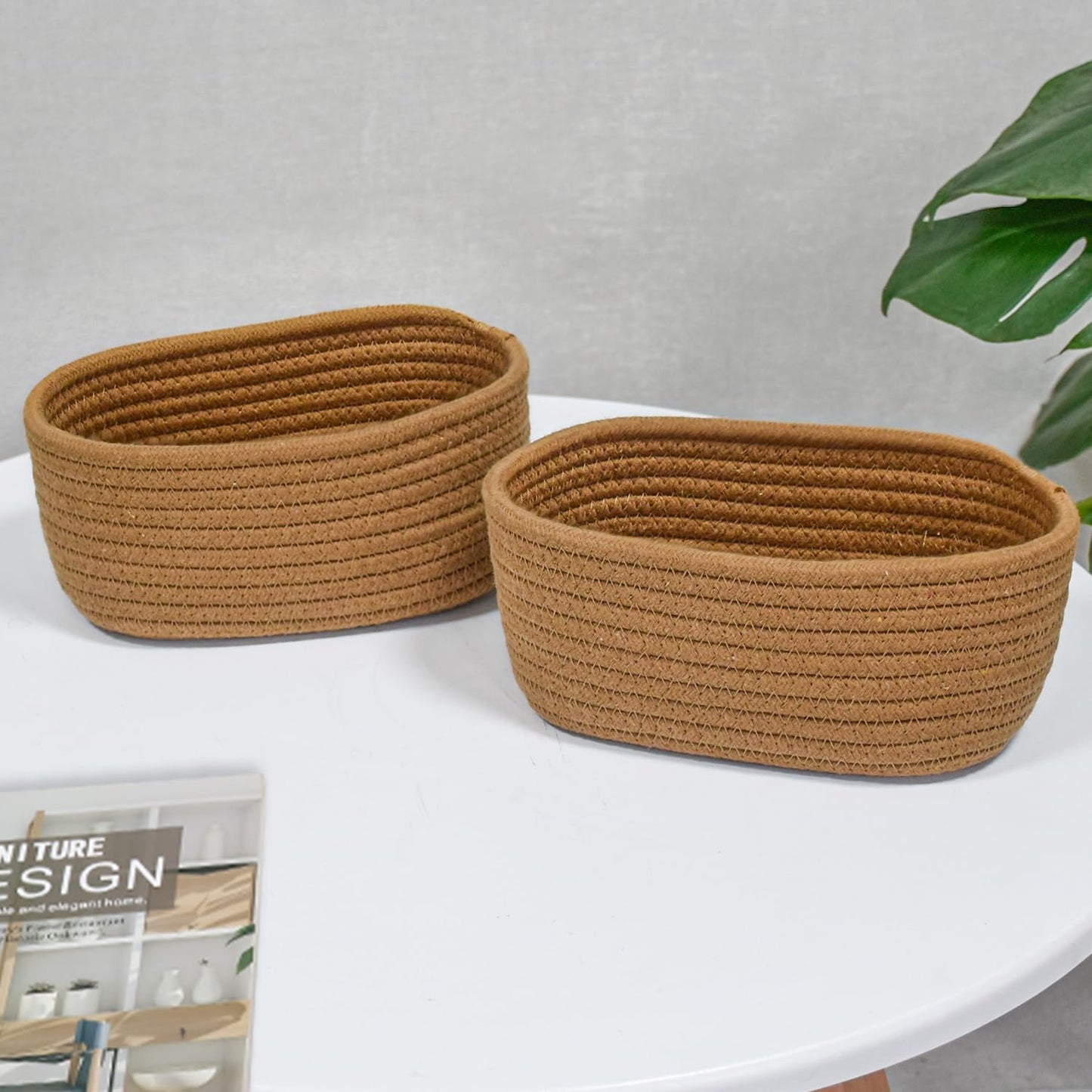 【 】 Small Woven Baskets / Brown / Set of 2