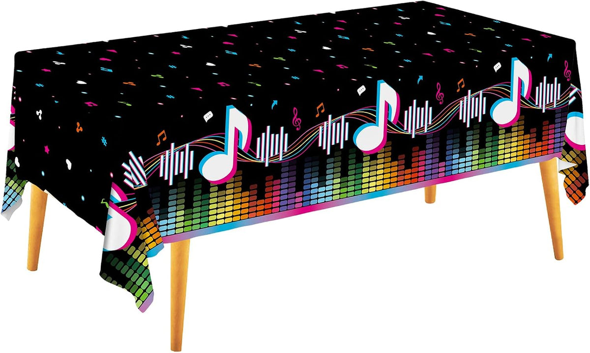 Gatherfun Music Party Disposable Tablecloth, Plastic Table Cover for Music Themed Birthday Party, 3 PCS, 54”x108”