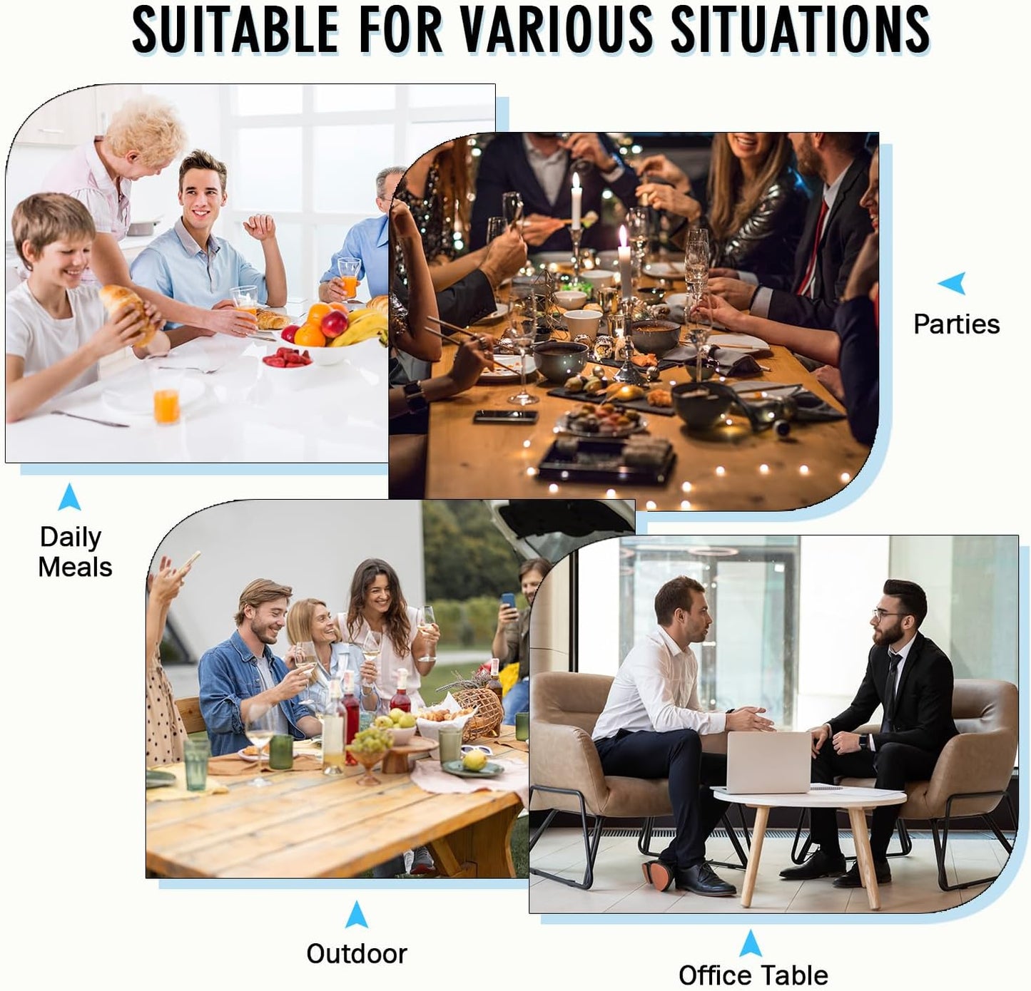 UnivoColors Washed Cowhide Pattern Faux Leather Big Size Placemats Set of 8, Waterproof Easy to Clean Anti-Slip PU