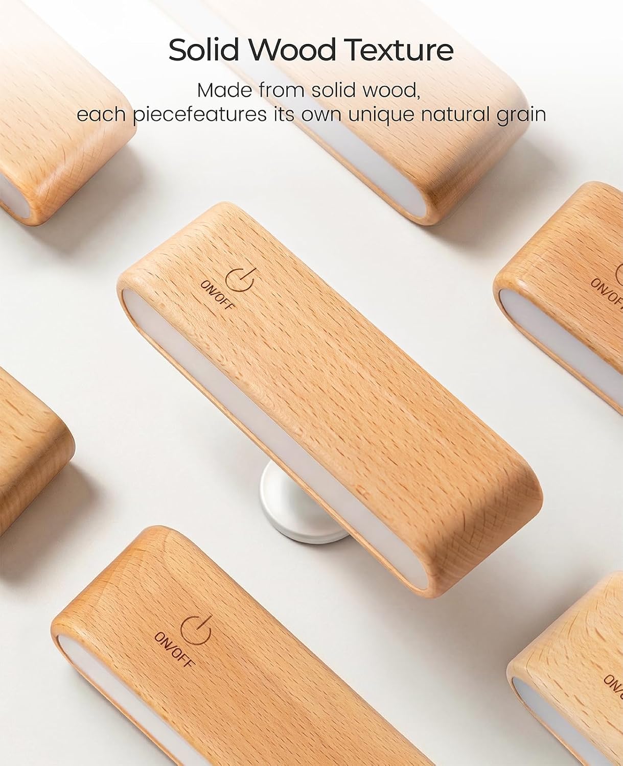 Wood Wall Sconce, Rechargeable Reading Light, Magnetic Bedside Lamp | Touch Control Reading Light for Headboard, 360°