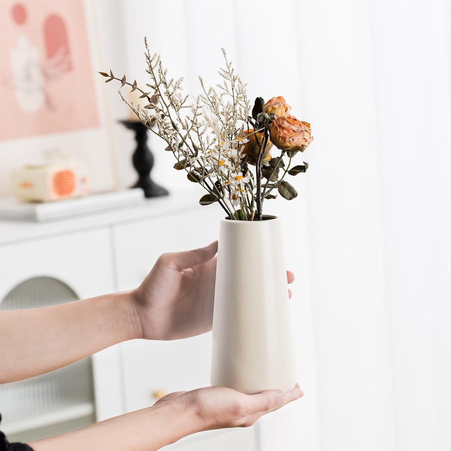 Ceramic Vase / Boho Off White vase / Beige / Big
