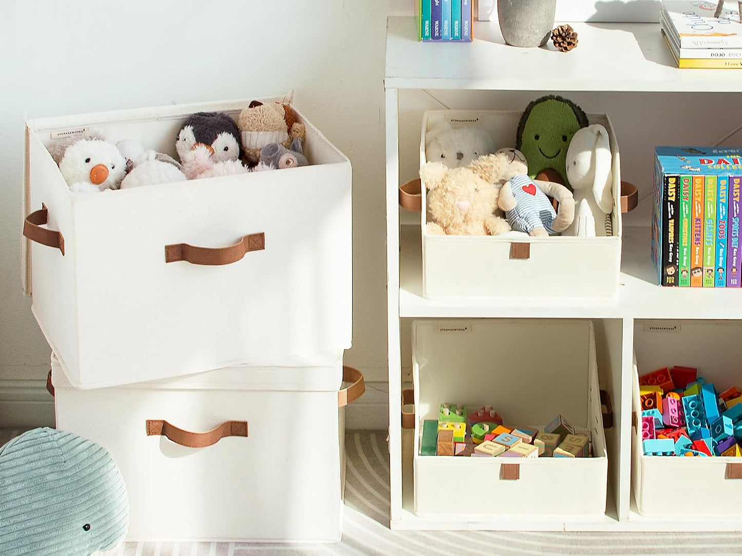 Fabric Storage Bins / Ivory White / Jumbo