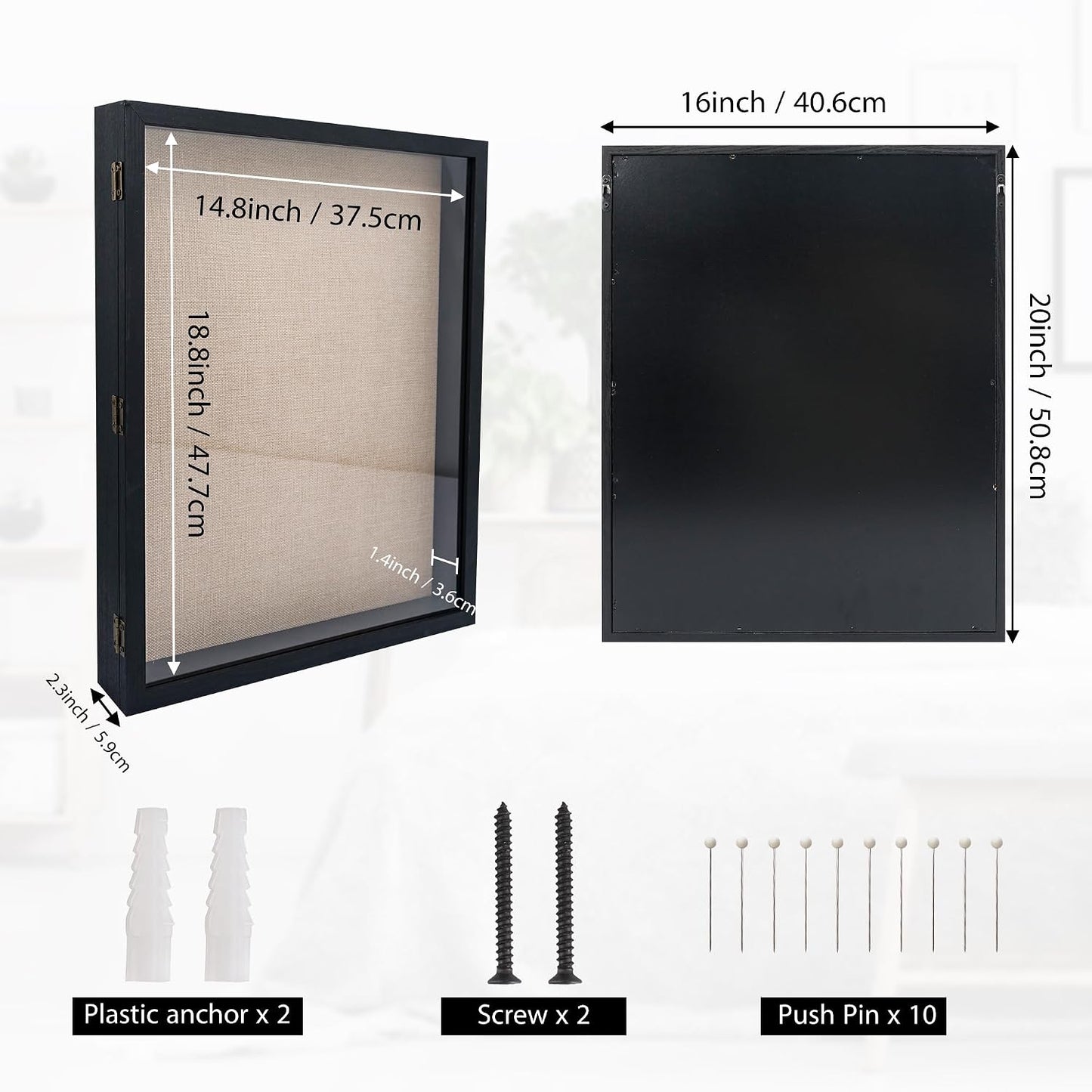 16x20 Graduation Shadow Box Frame with Real Glass,Black | Large Graduation Frames Display Case with Metal Lock, Memory