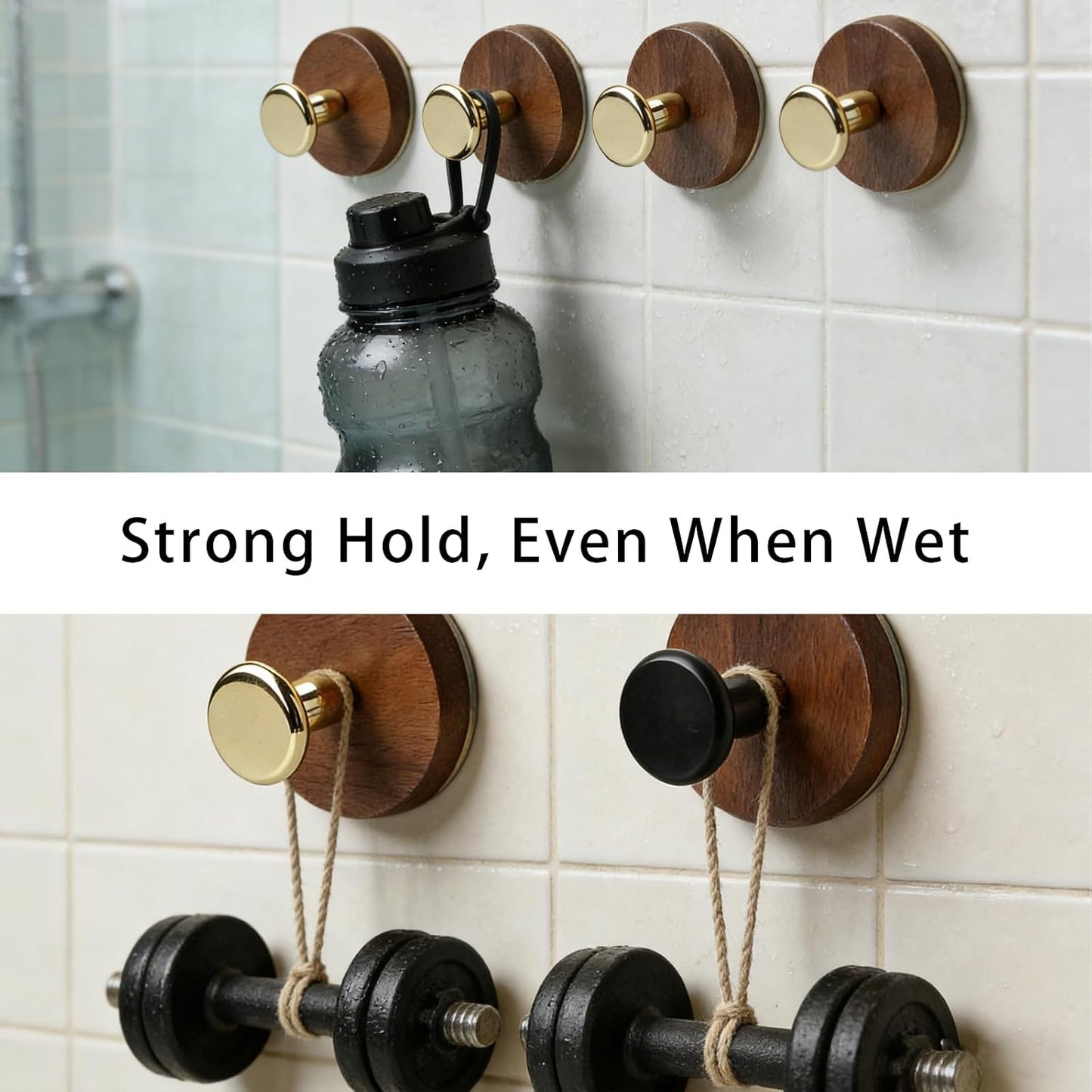 Suction Cup Hooks / Walnut Wood
