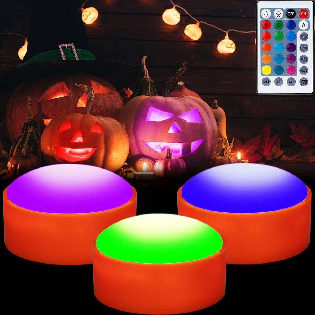 Litake Halloween Jack-O-Lantern Lights Color Changing Timer Pumpkin Lights