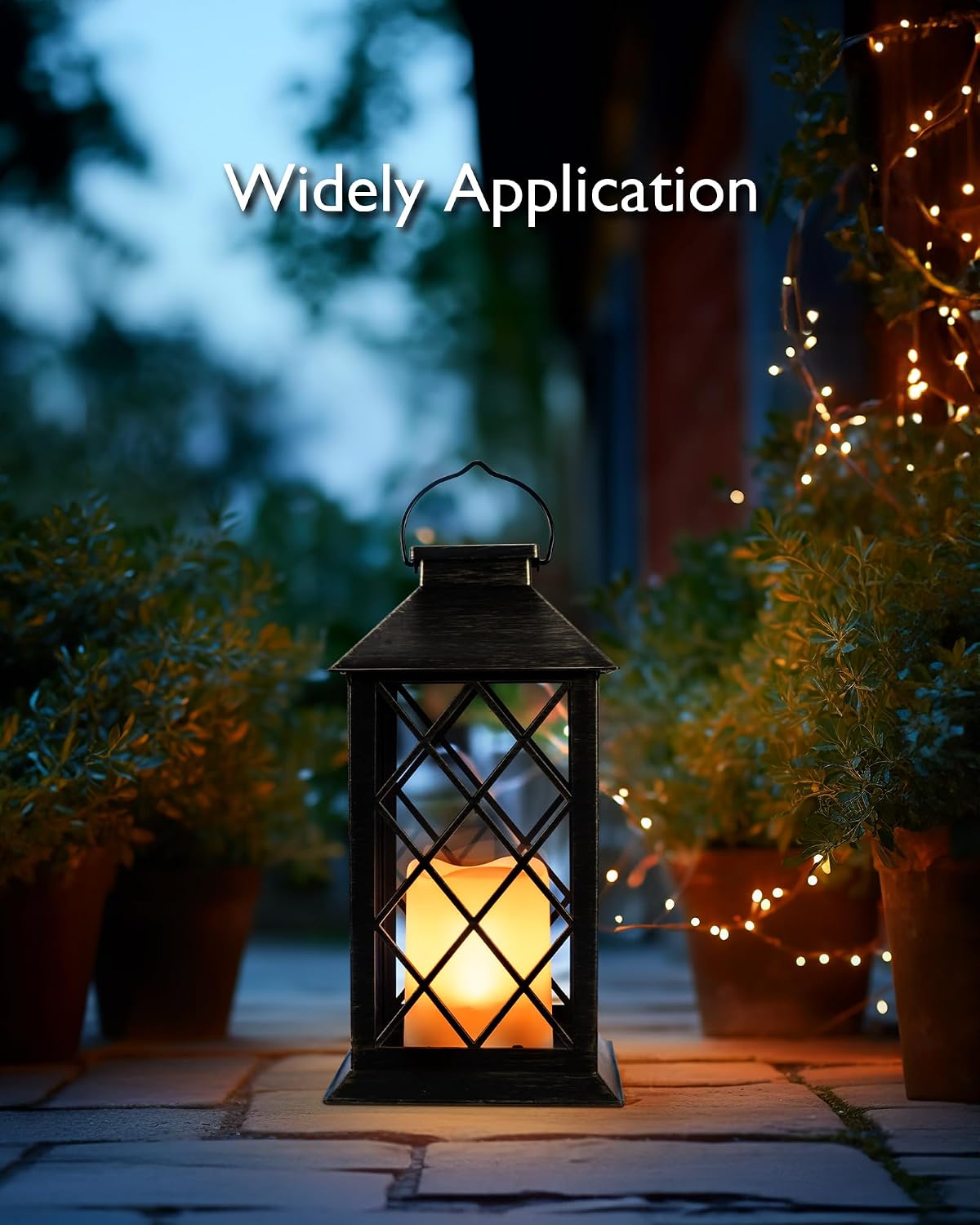 Homemory 2 Pack 13'' Copper Solar Lanterns, Flickering Flame Hanging Lights | Realistic Flickering Flame Creates Cozy