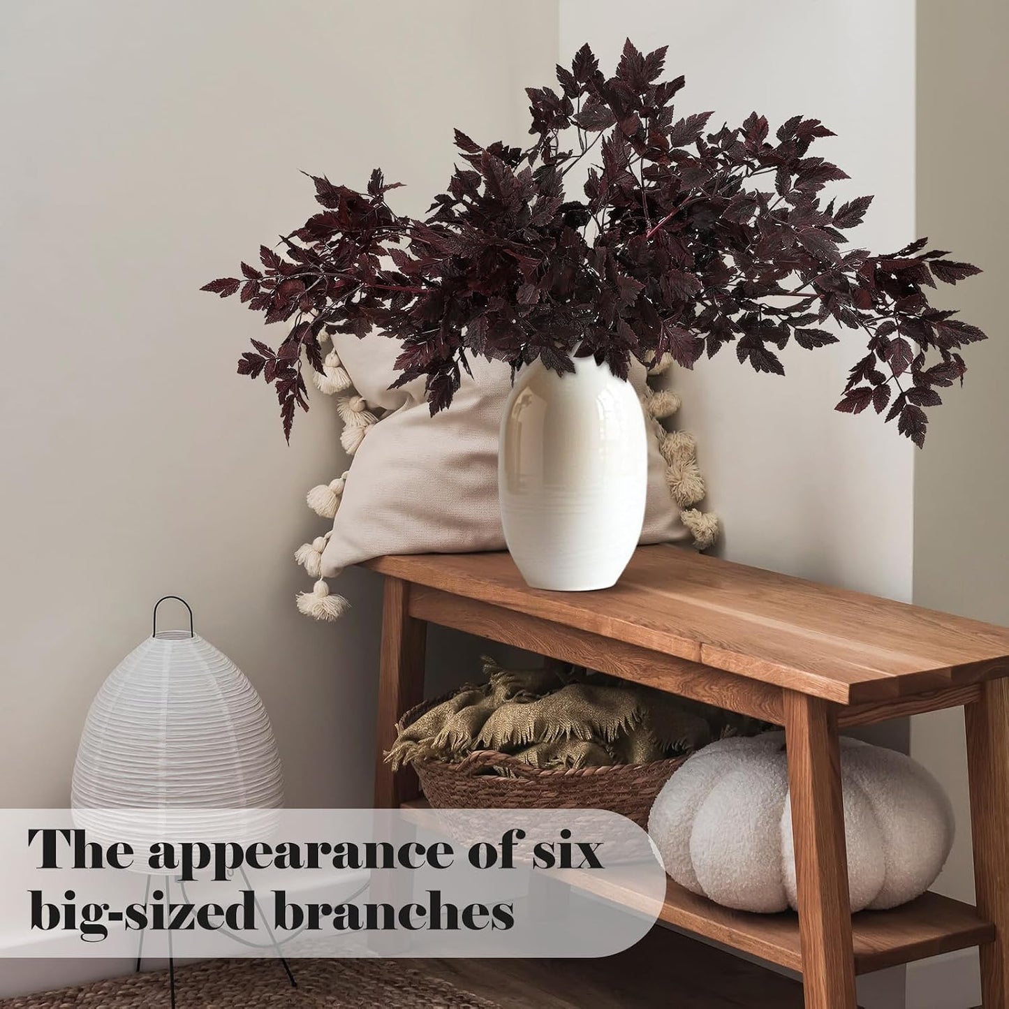 Artificial Cimicifuga Plant Leaf Spray Faux Plum Cimicifuga Ramosa Leaf / 32 Inches / Set of 3