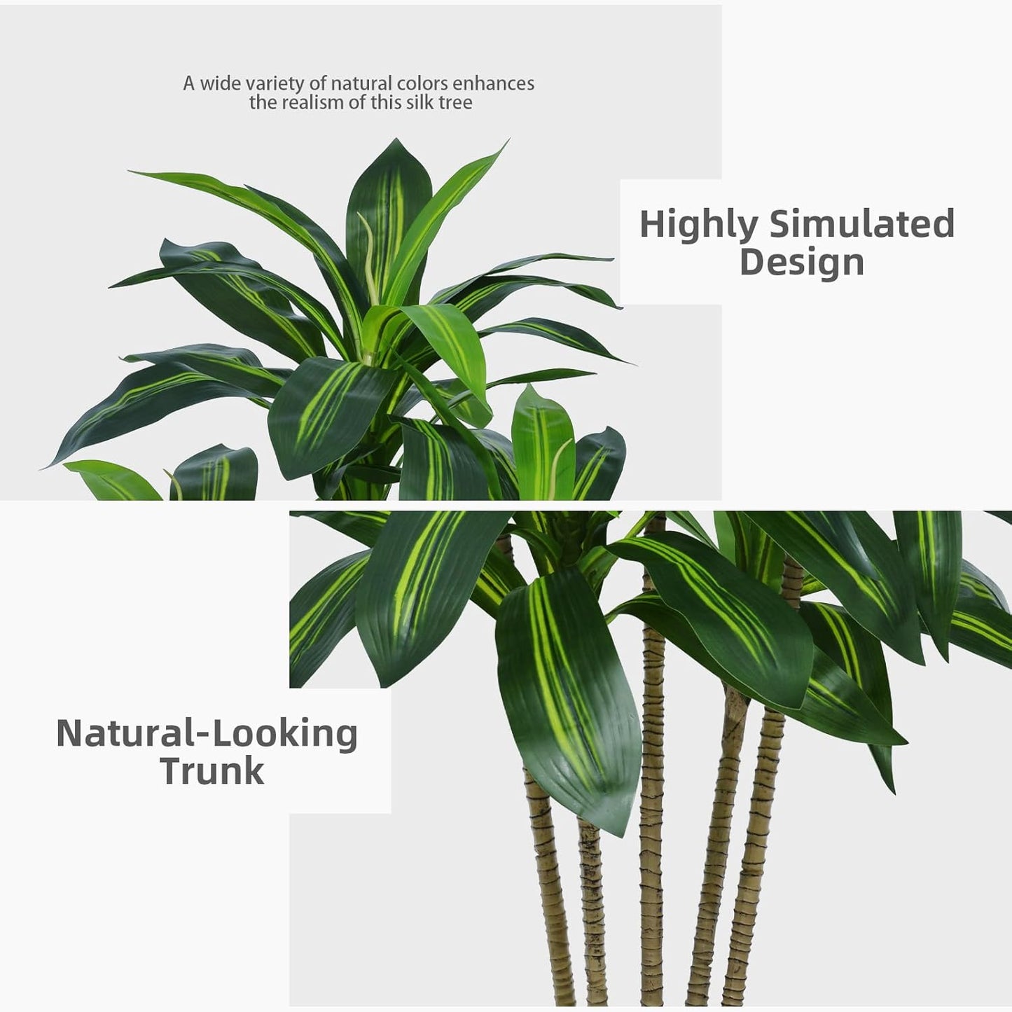 Faux Yucca Tall Fake Floor Plant in Pot / Black / 5ft / 5 Inch