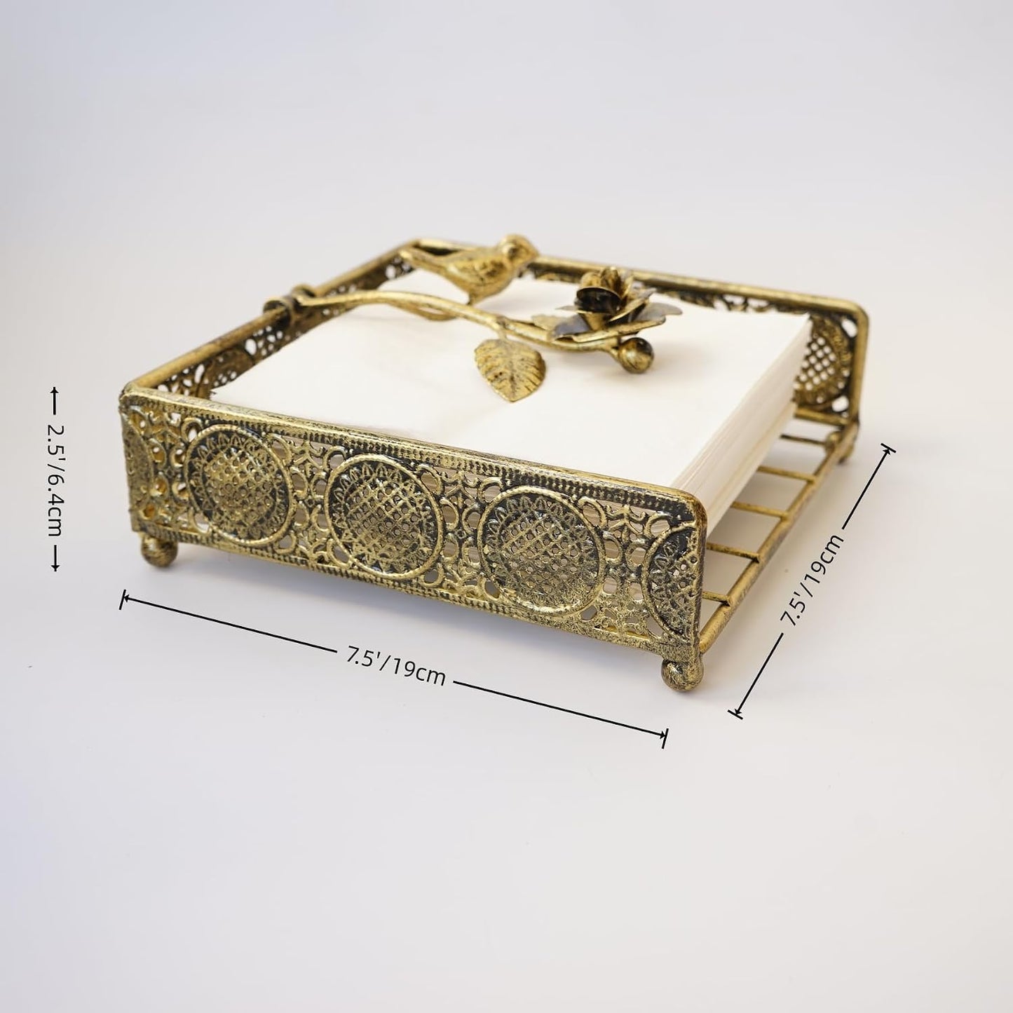 Flat Antique Brass Painting Metal Napkin Holder
