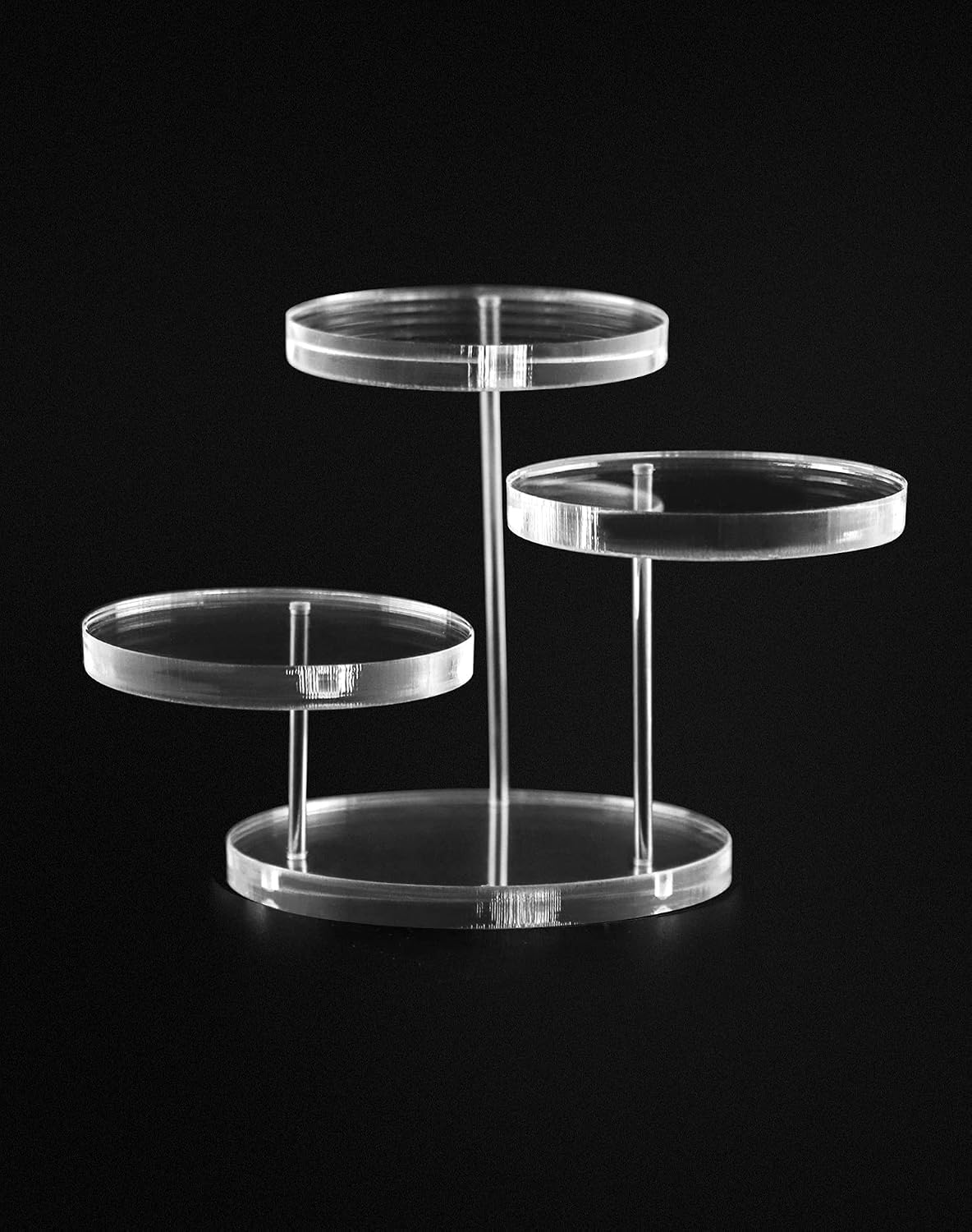 Small Jewelry & Figurine Stand / Clear / 3 Tier / Set of 4