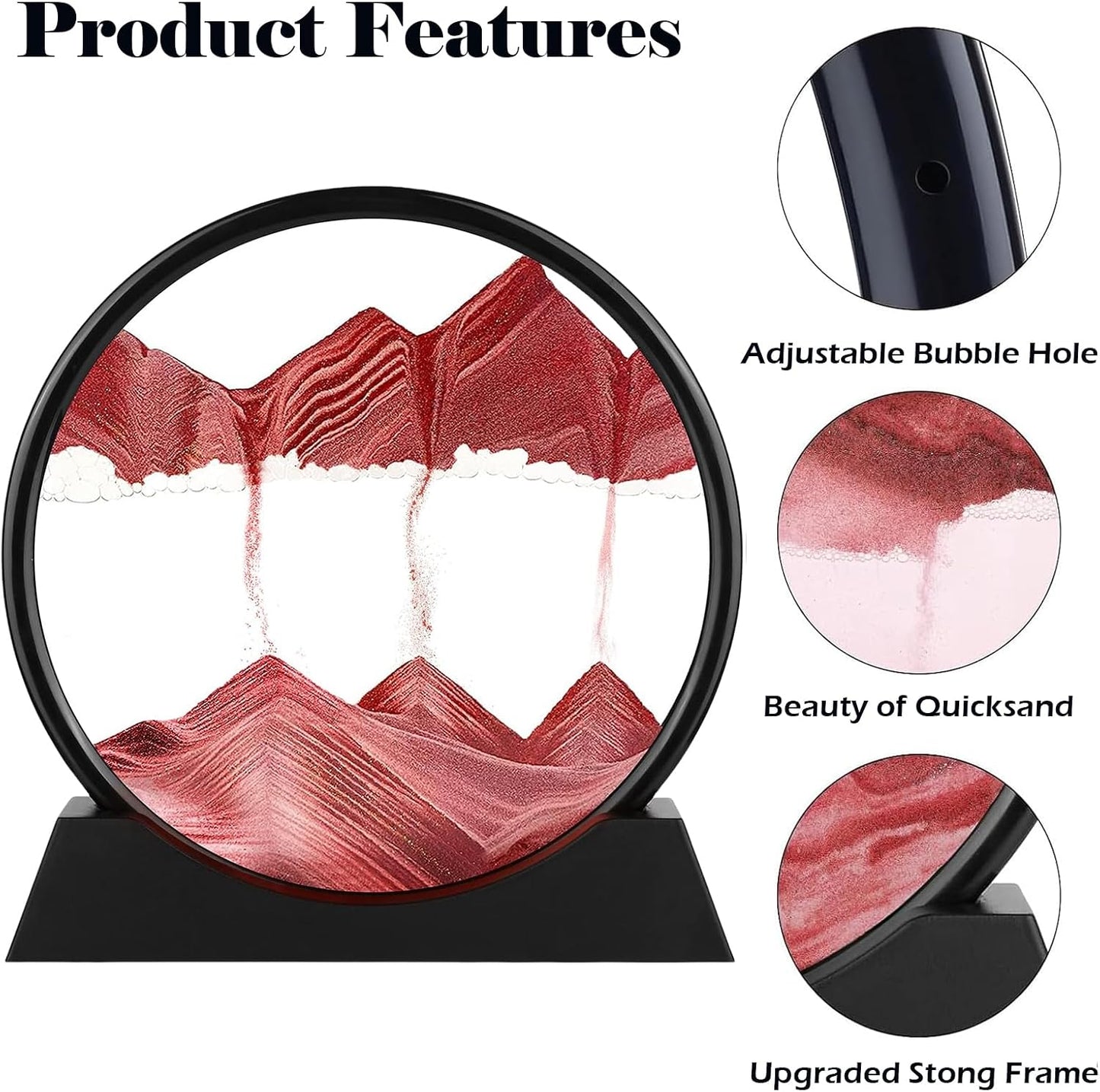 Round Glass 3D Deep Sea Sandscape / Red / 7in