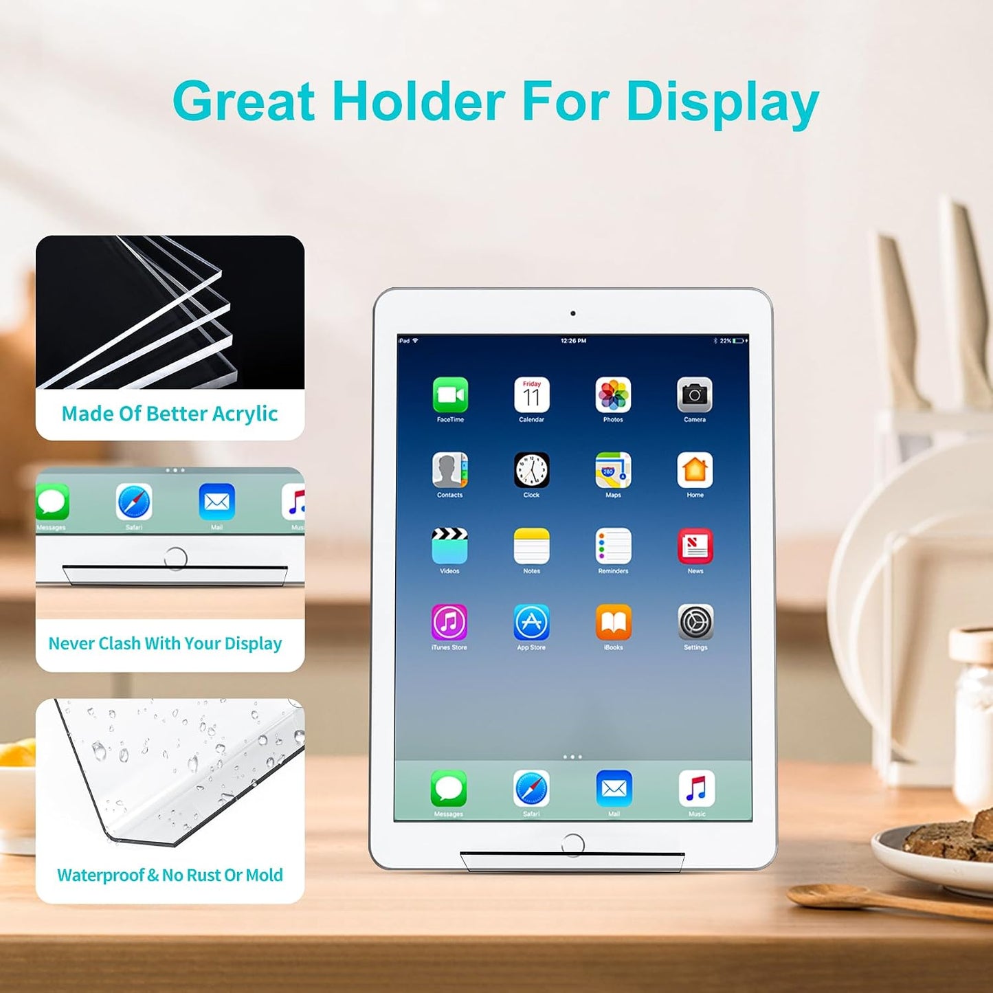 Boloyo Acrylic Book Stand Without Ledge,6 Inch 10PC Clear Acrylic Display Easel Transparent Display Stand Holder Tablet