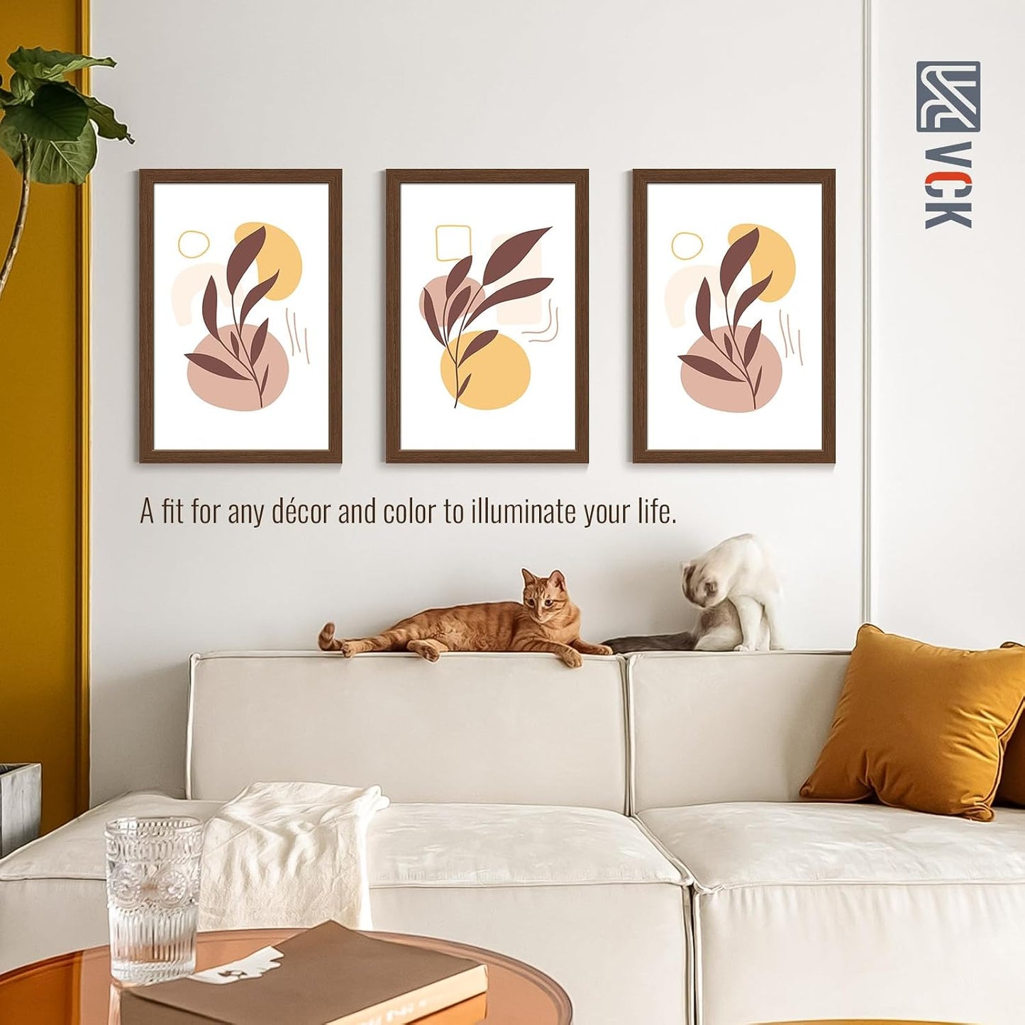 VCK 16x24 Frame Brown 4 Pack, Wide Thick Wood Border, for Poster/Prints | Exclusive Woodgrain, Wall Hanging, HD